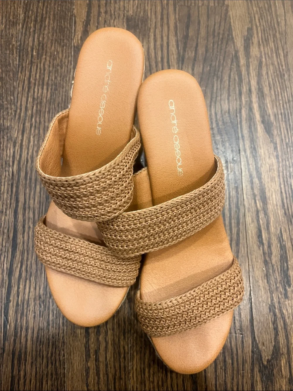 Andre Assous Braided Tan Slide Mules - Picture 8 of 8